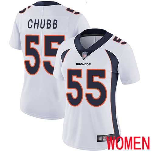 Women Denver Broncos #55 Bradley Chubb White Vapor Untouchable Limited Player Football NFL Jersey